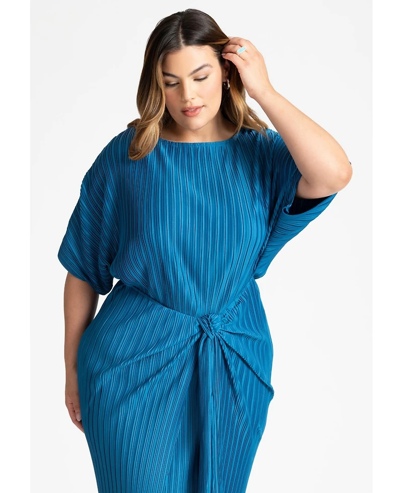 Eloquii Women's Plus Draped Plisse Dress