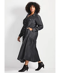 Avenue Women's Plus Denim Tiered Shirtdress