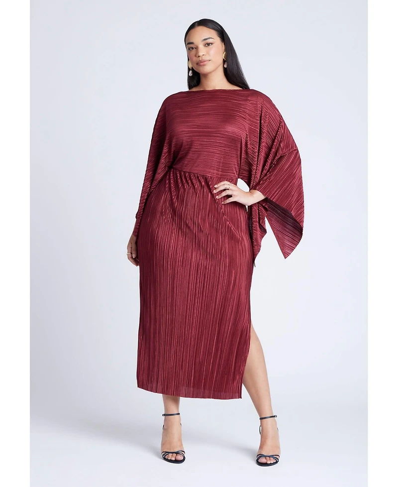 Eloquii Women's Plus Cape Effect Plisse Dress