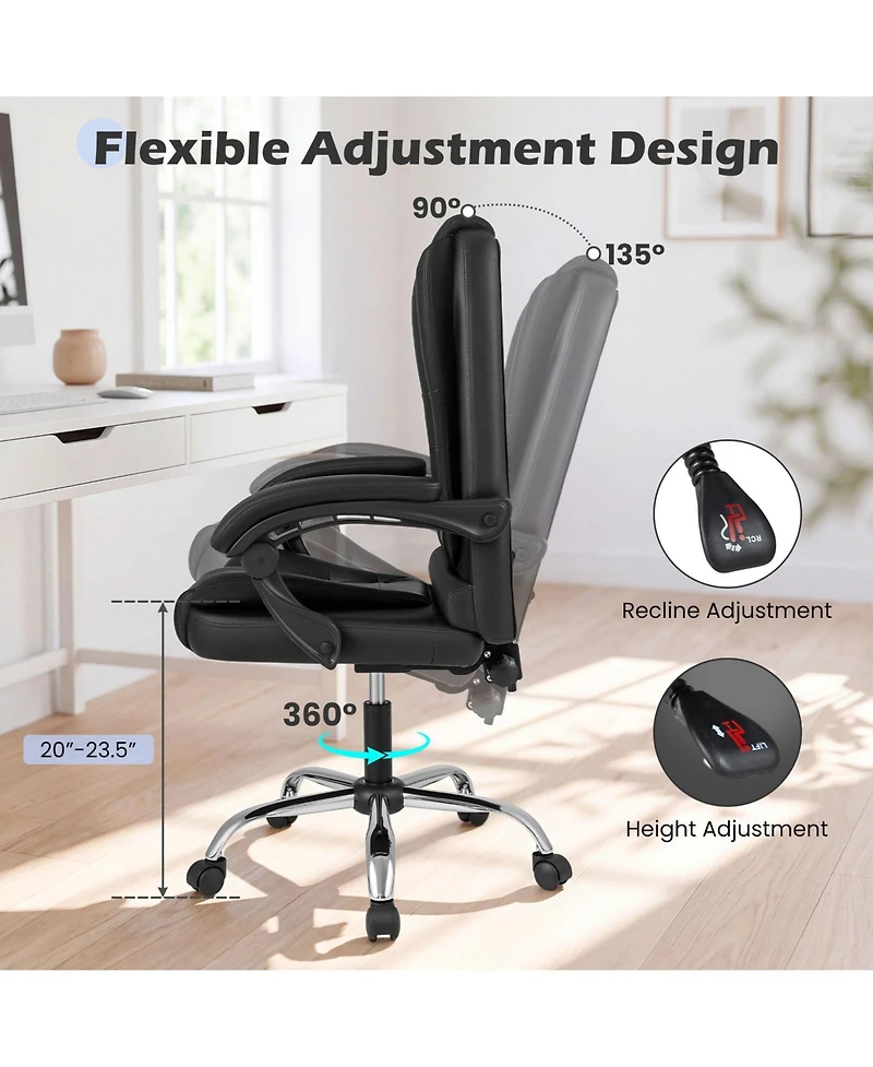 Gymax Executive Chair High Back Office with Linkage Armrests Adjustable Height