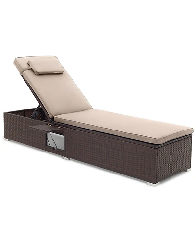 Gymax Patio Chaise Lounge w/ 6-level Backrest Comfy Seat Cushion and Headrest Backyard