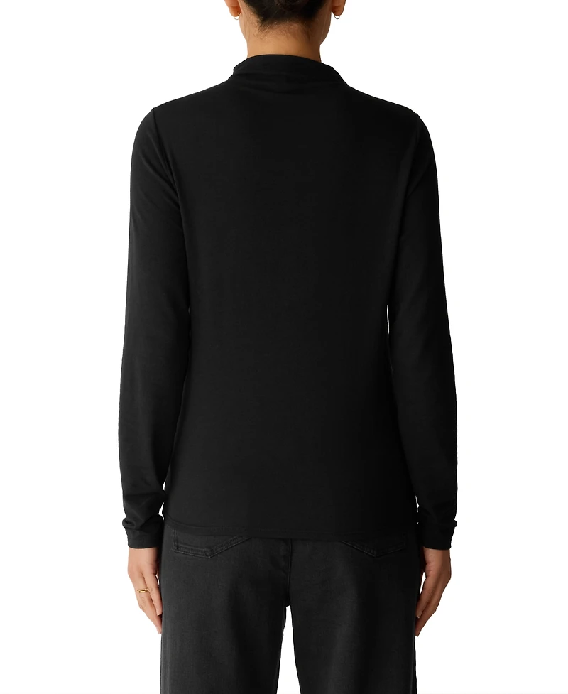 Eileen Fisher Women's Funnel-Neck Long-Sleeve T-Shirt