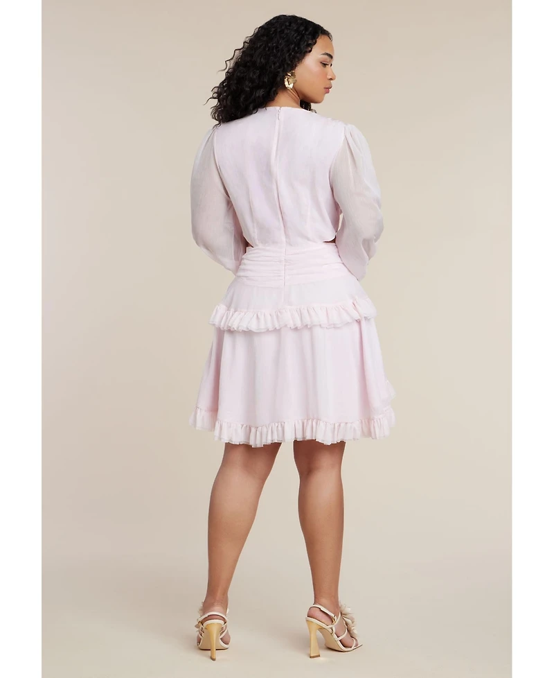 Eloquii Plus x PatBO Puff-Sleeve Ruffle Mini Dress