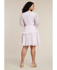 Eloquii Plus x PatBO Puff-Sleeve Ruffle Mini Dress