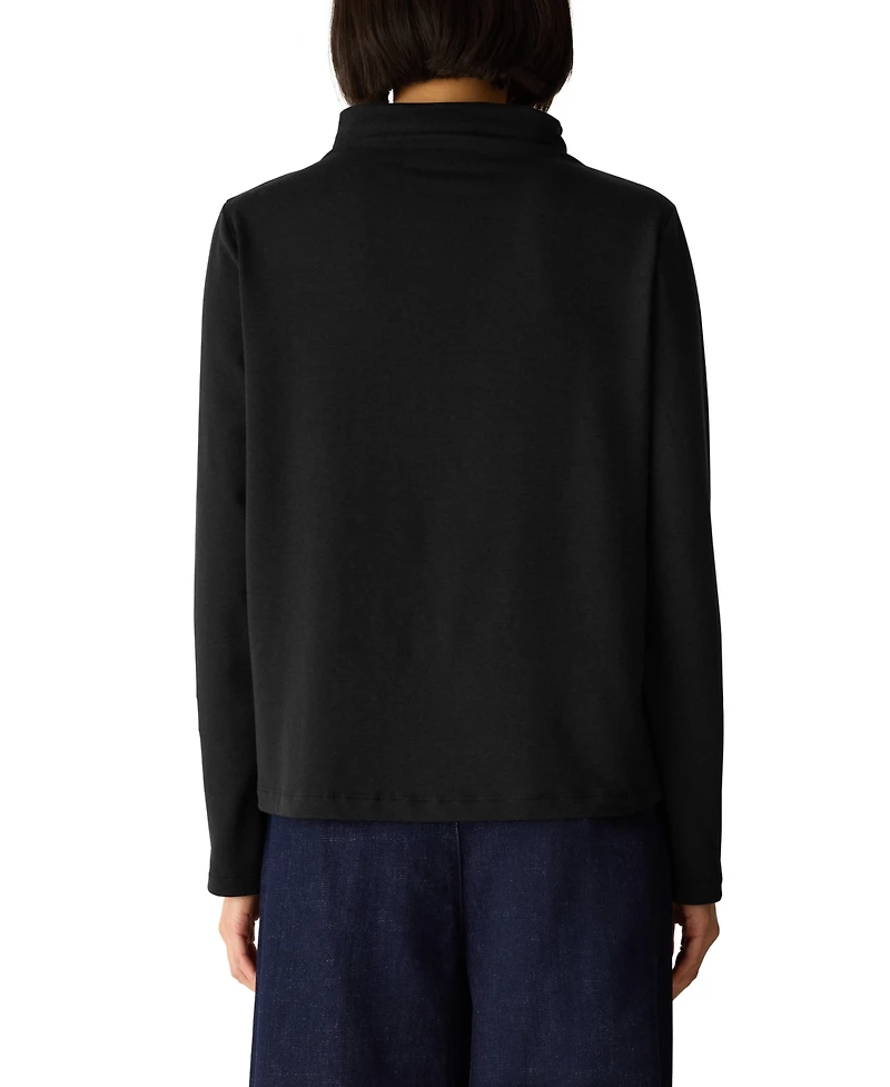 Eileen Fisher Women's Brushed-Fleecy Funnel Neck Long-Sleeve Top