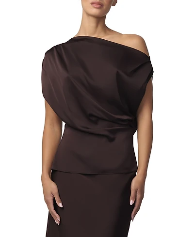 Joe's Jeans Women's Isla Asymmetrical Satin Drape Neck Blouse