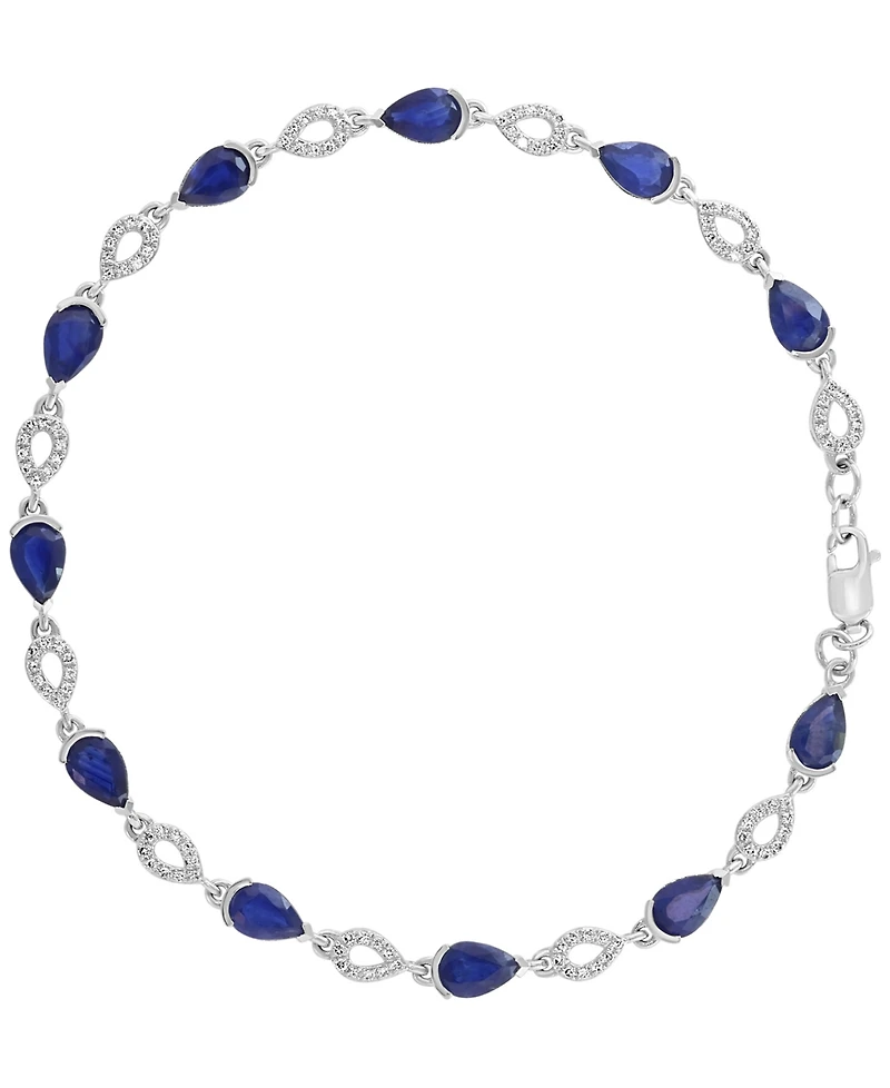 Effy Collection Sapphire (5-1/4 ct. t.w.) & Diamond (1/3 ct. t.w.) Bracelet in 14k White Gold