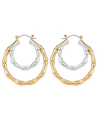 Guess Two-Tone Mixed Texture Hoop Earrings