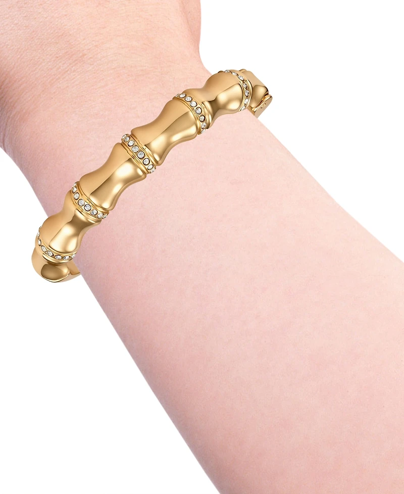 Guess Gold-Tone Crystal Side-Hinge Bangle Bracelet