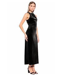 Donna Morgan Women's Velvet Knot Shoulder Midi Dress