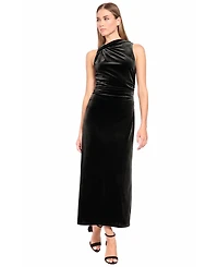 Donna Morgan Women's Velvet Knot Shoulder Midi Dress