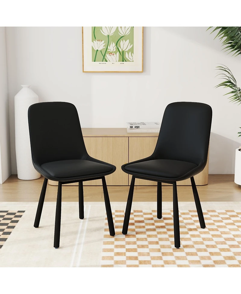Decksplore Modern Pu Leather Dining Room Chairs Sturdy Metal Legs with Upholstered for Kitchen Living Accent Side