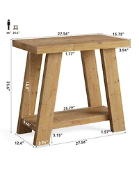 Tribesigns Solid Wood End Table with 2-Tier Storage Shelf, Side Table