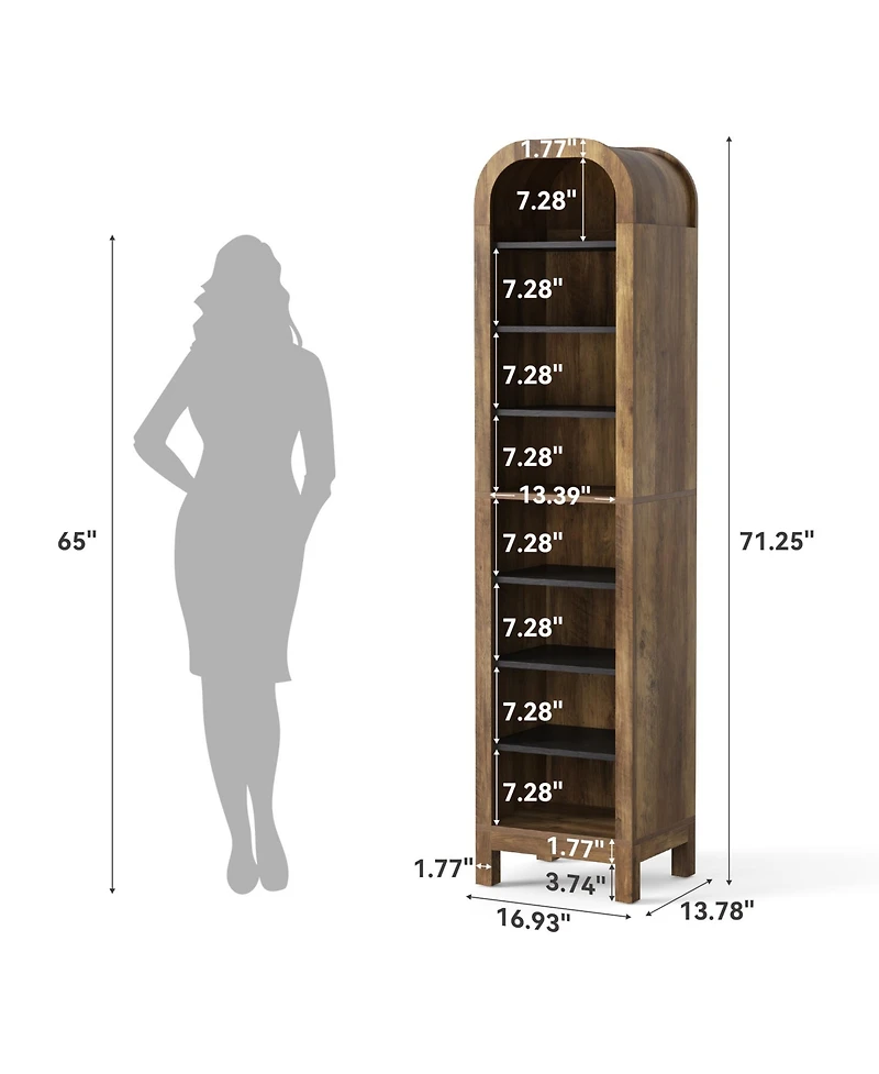 Tribesigns 71.25" Tall 8-Tier Bookshelf, Corner Shelf for Home Office