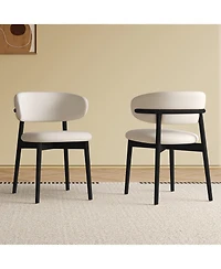 Flynama Set of 2 Wood Mid-Century Dining Chairs, Minimalist Solid Wood Armless Side Chairs