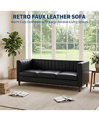 gaomon 81'' Modern Leather Couch for Living Room, Mid Century Sofa with Deep Seat, Chesterfield 3 Seat Office