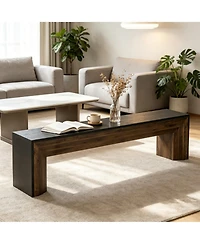 Slickblue Modern Rustic Entryway Bench with Brown Wood Finish and Black Edges