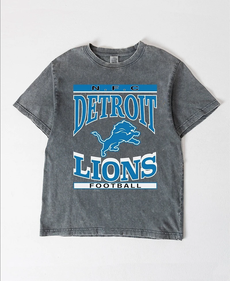 Gameday Couture Women's Gray Detroit Lions Oversized Classic Grind Washed T-Shirt