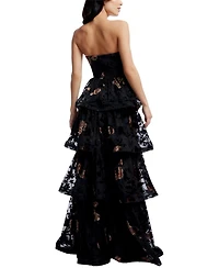 Dress The Population Women's Willa Strapless Tiered A-Line Gown
