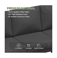 Aoxun Outdoor Patio Conversation Set Durable Aluminum Sofas, Plush Cushions, Wood Texture Table Weatherproof