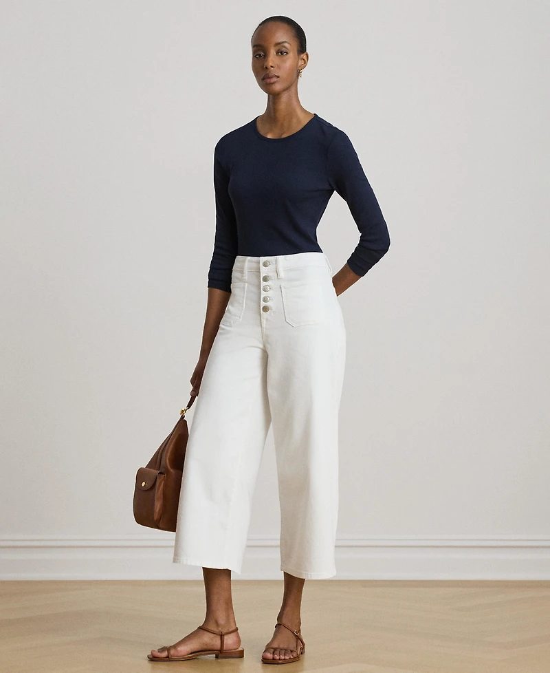 Lauren Ralph Cotton-Blend Long-Sleeve Top