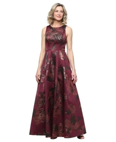 Alex Evenings Womens Floral Print Boat Neck Sleeveless Dress