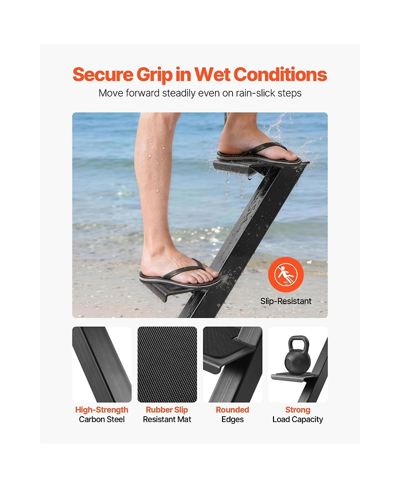 Sugift 2-Step Heavy-Duty Boat Trailer Steps with Handrail and Non-Slip Surface for 3 Beam Sizes
