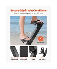 Sugift 2-Step Heavy-Duty Boat Trailer Steps with Handrail and Non-Slip Surface for 3 Beam Sizes