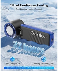 Gaiatop Portable Handheld Turbo Fan with Ice Cooler, 6000mAh 32H Cooling Fan Portable, 199 Speeds Personal Fans