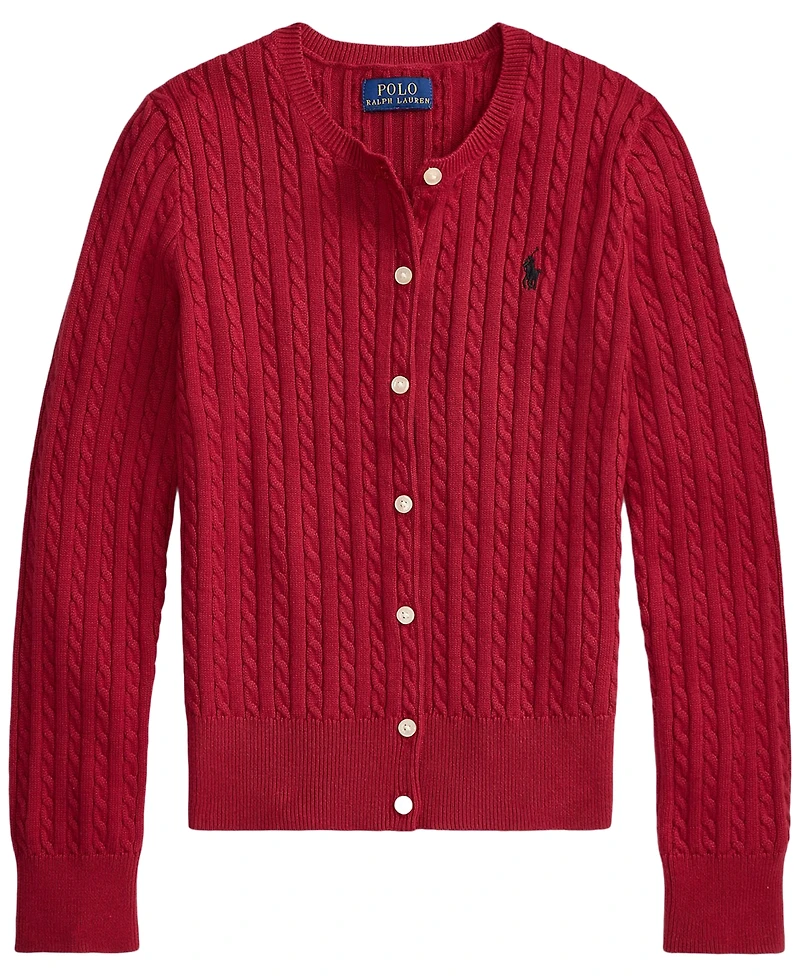 Polo Ralph Lauren Girls' 7-16 Mini-Cable Cotton Cardigan