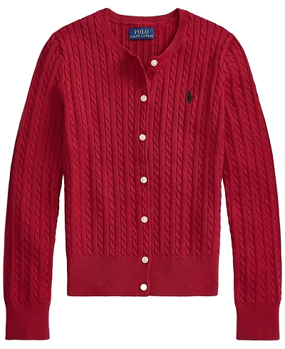 Polo Ralph Lauren Girls' 7-16 Mini-Cable Cotton Cardigan