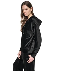 Dkny Sport Women's Full Zip Velour Hoodie
