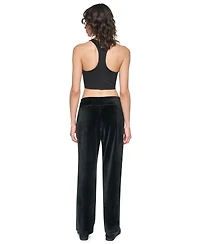 Dkny Sport Women's Mid-Rise Velour Wide-Leg Track Pants