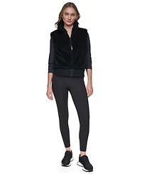 Dkny Sport Women's Mock-Neck Ribbed-Knit Hem Faux Fur Vest