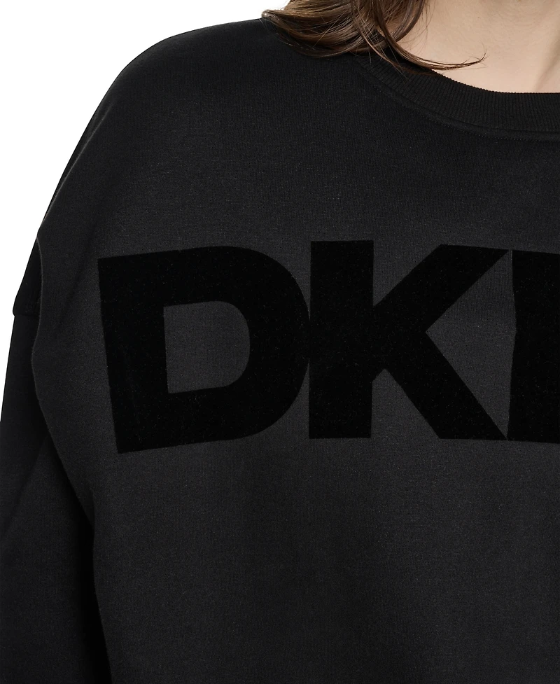 Dkny Sport Women's Oversized Graphic Blouson-Sleeve Pullover Sweatshirt