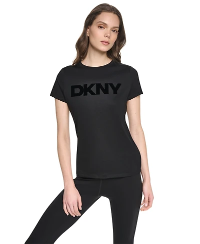 Dkny Sport Women's Flocked Logo Crewneck T-Shirt