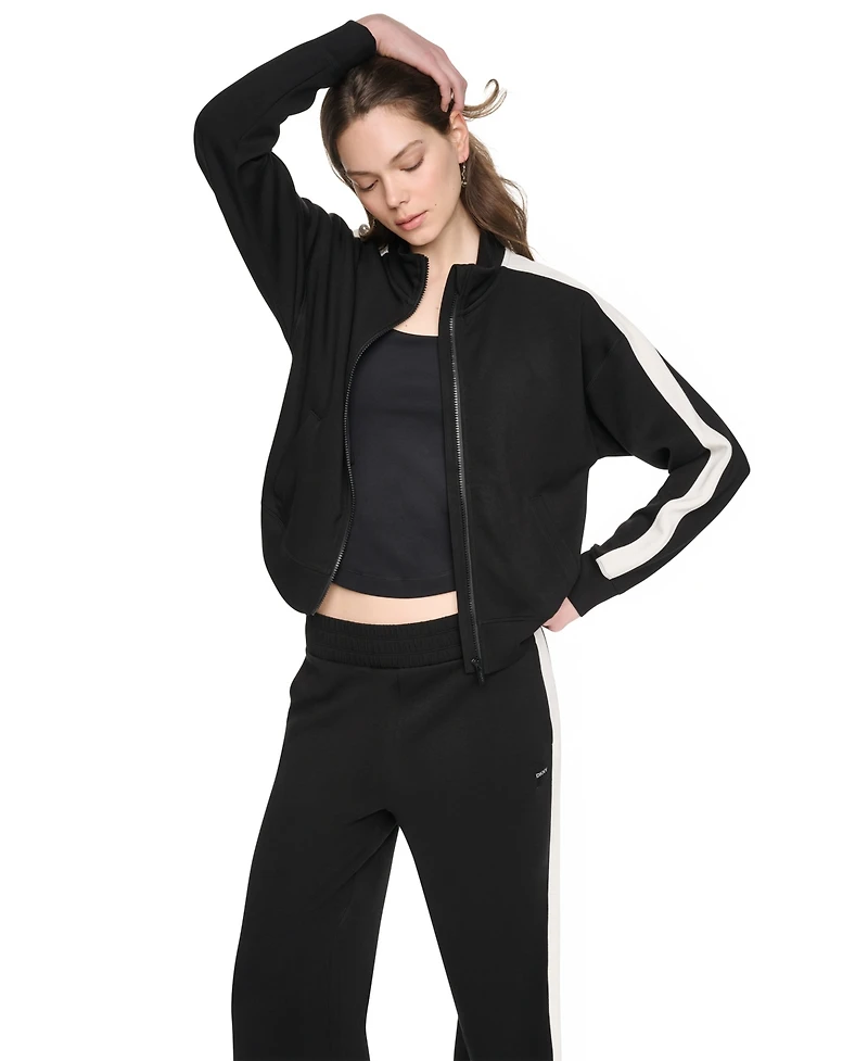 Dkny Sport Women's Side Stripe Scuba Full Zip Jacket