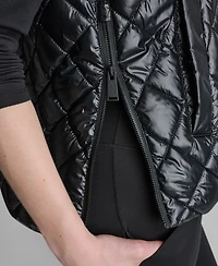 Dkny Sport Women's Hooded Diamond Quilt Vest