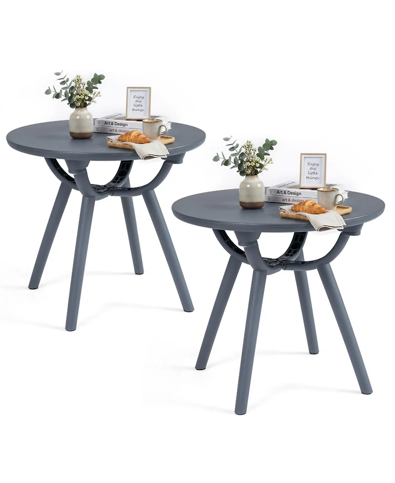 Mecale20 in Round Patio Storage Side Table for Poolside, Holds 110 lbs
