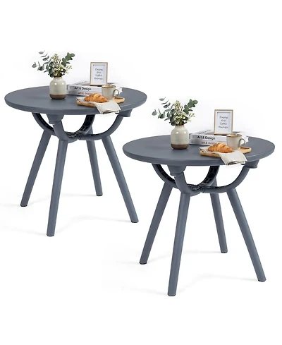 Mecale20 in Round Patio Storage Side Table for Poolside, Holds 110 lbs