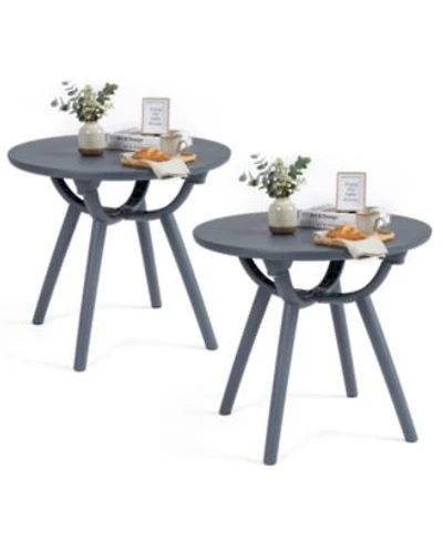 Mecale 20 In Round Patio Storage Side Table For Poolside Holds 110 Lbs