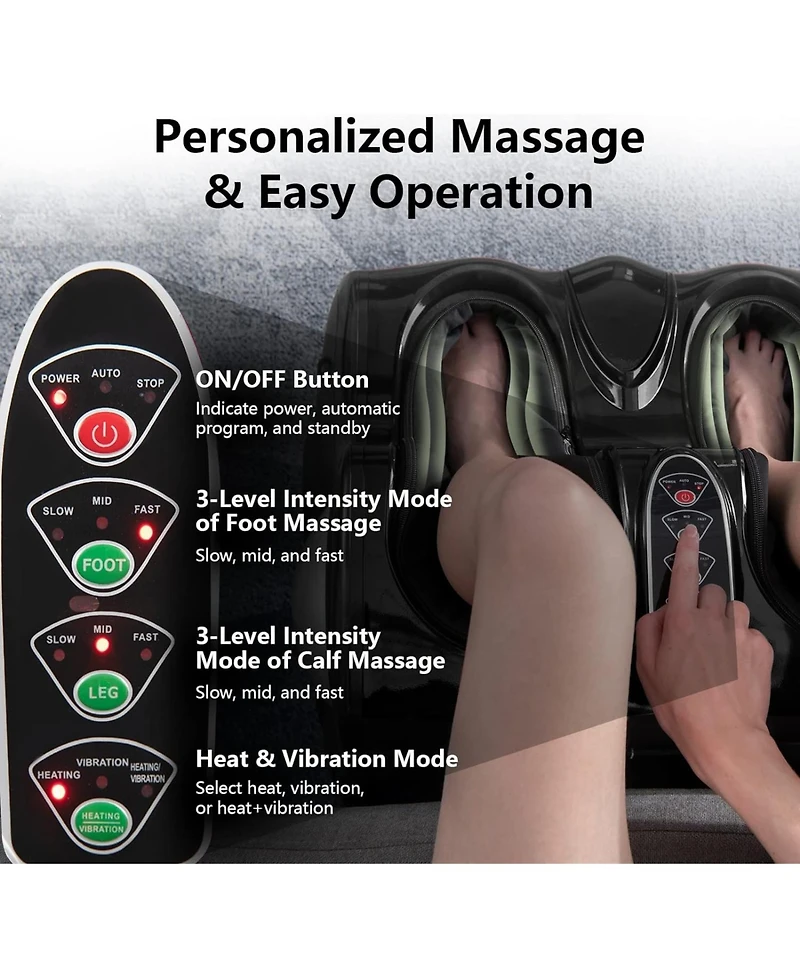 Ecooso Foot and Calf Massager with Heat Vibration Deep Kneading and Shiatsu