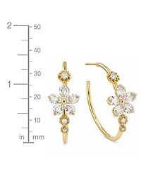 And Now This Cubic Zirconia 18K Gold-Plated Flower C Hoop Earring