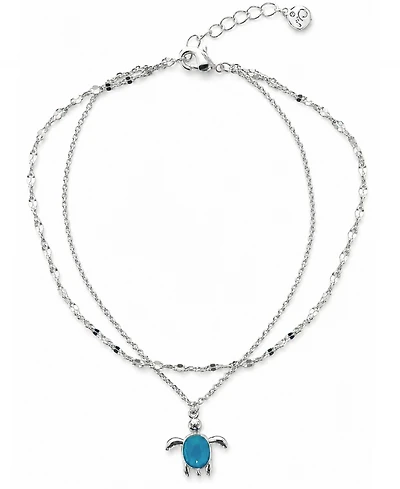 And Now This Double Row Turtle Anklet in Silver Plate