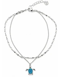 And Now This Double Row Turtle Anklet in Silver Plate