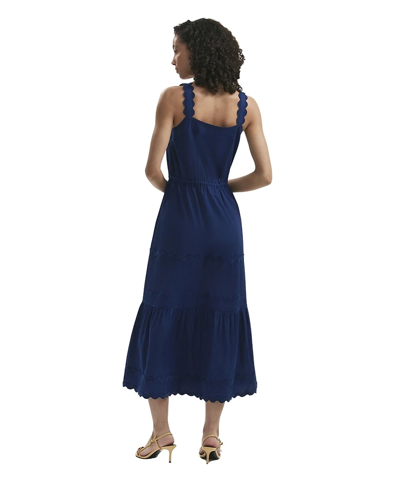 Finery London Women's Hallie Cotton Ric Rac Detail Midi Dress