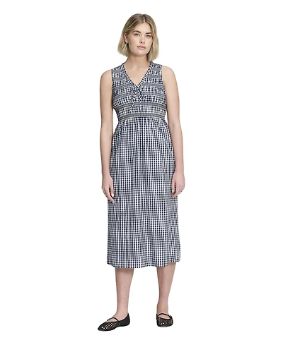 Finery London Women's Hadlee Cotton Gingham Shirred Midi Dress