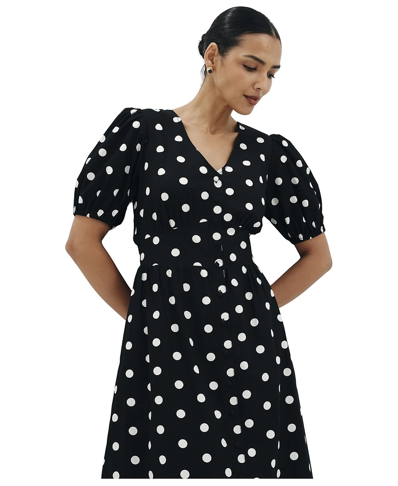 Finery London Women's Addison Polka Dot Cotton Midi Dress