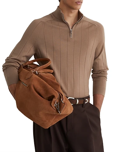 Reiss Men's Findlay Merino Wool Wide-Rib Half-Zip Sweater