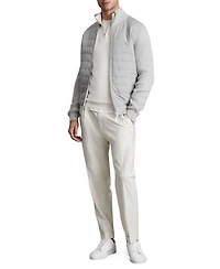 Reiss Men's Trainer Hybrid Quilt and Knit Funnel-Neck Jacket